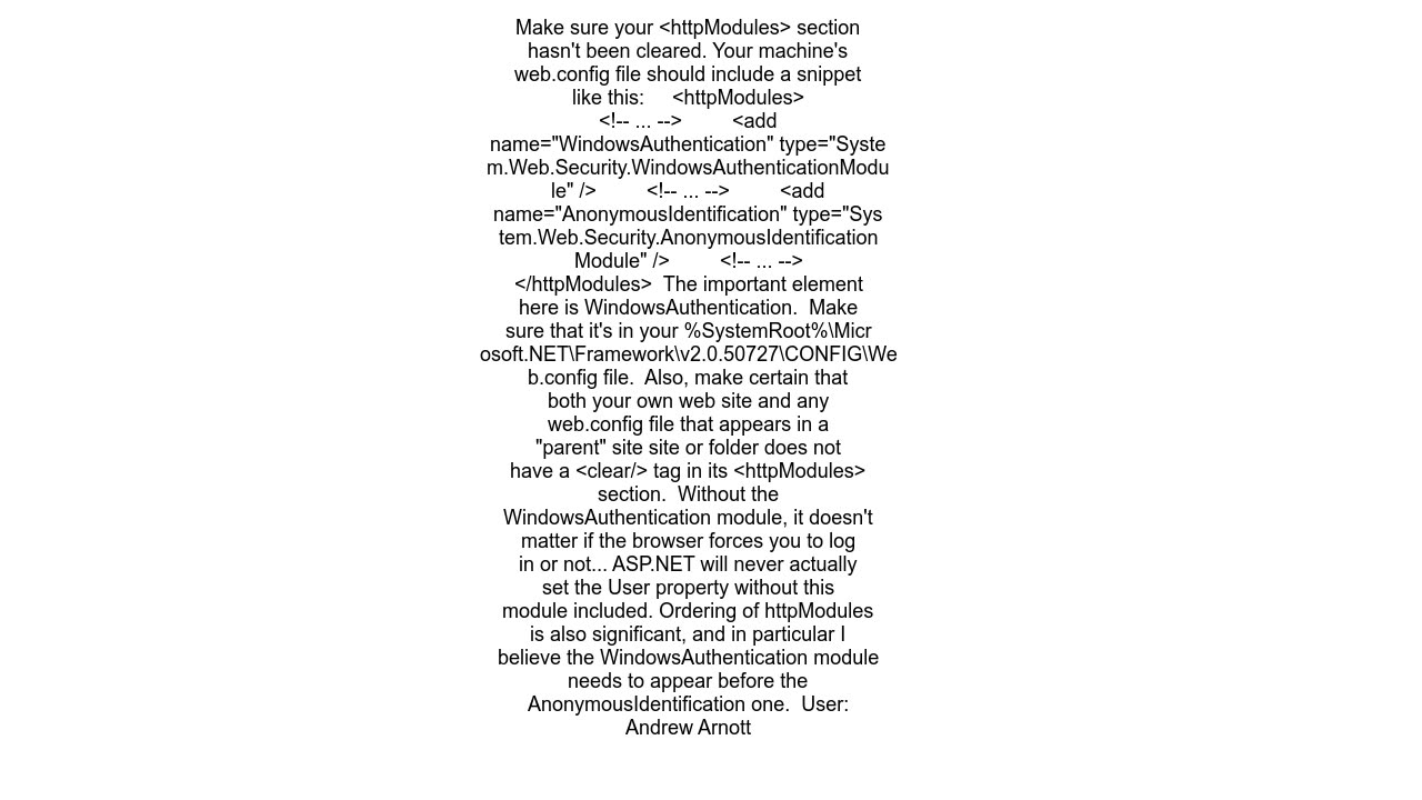 HttpContext.Current.User not populated with Windows Authentication enabled