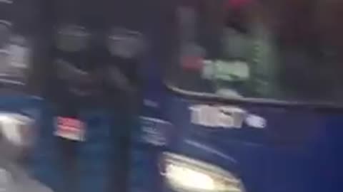 Nigger blocks bus while drinking thickshake