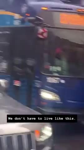 Nigger blocks bus while drinking thickshake