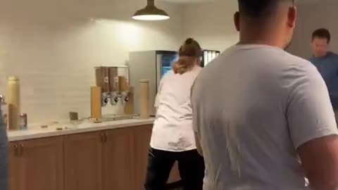 She was fired after working the graveyard shift and setting up the breakfast bar