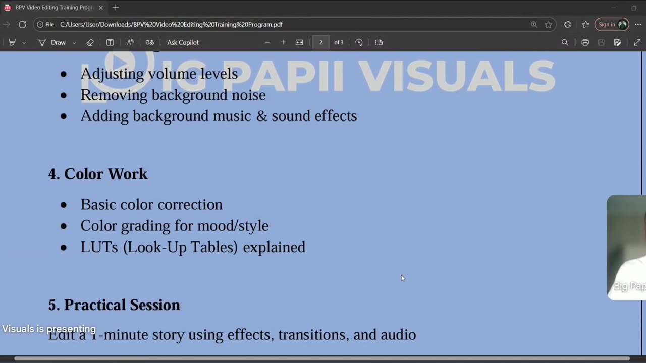 BIGPAPIIVISUALS INTRO TO VIDEO EDITING CLASS 2