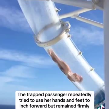Woman trapped upside down for nearly an hour in a CRUISE SHIP water slide...