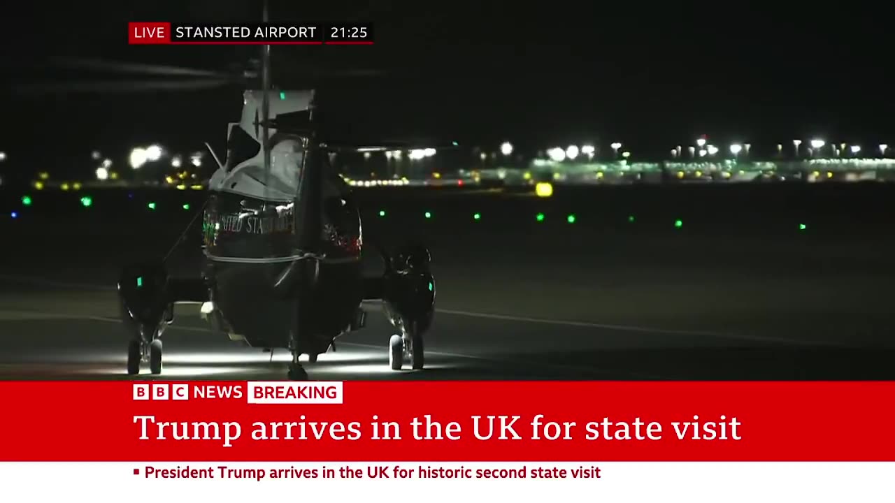 President Trump and Melania Trump just departed Stansted Airport aboard MARINE ONE