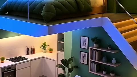 Step into this stunning modern loft apartment! 💚✨