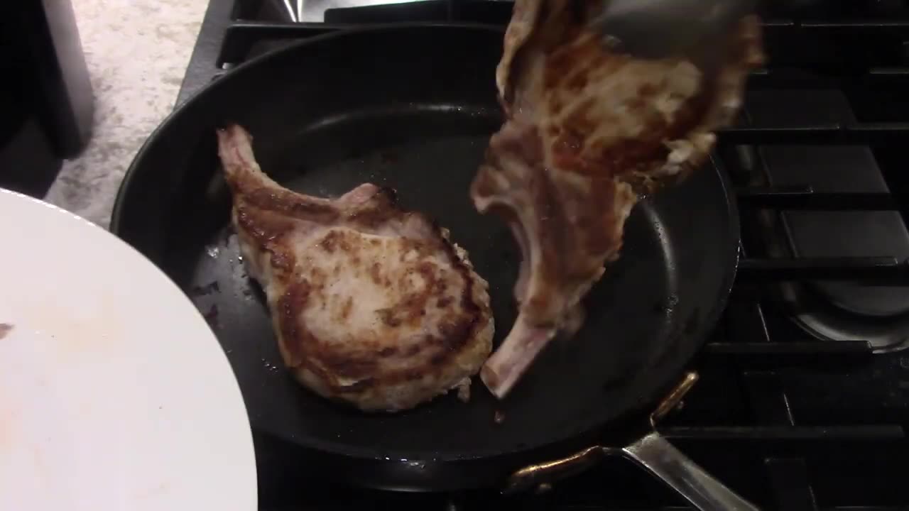 pork chops with FRESH rosemary onion garlic apples