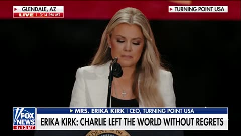 Erika Kirk speaks at Charlie's memorial