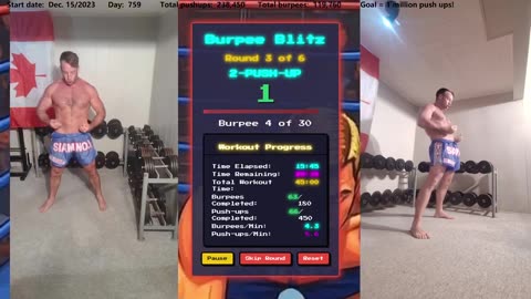 Everyday 450 push ups and 180 Burpees!