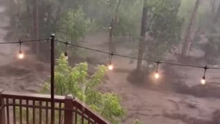 House swept away by floodwaters in Ruidoso, New Mexico after heavy rain triggers severe flooding