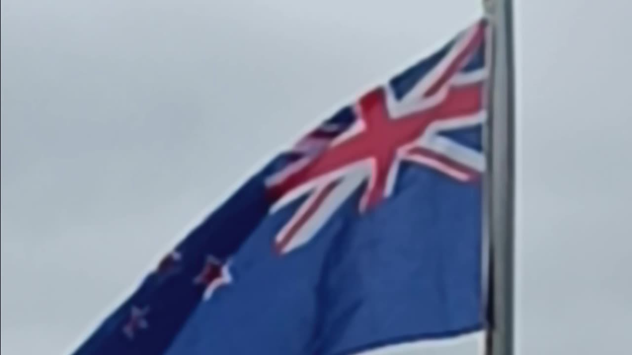Newzealand Flag Flapping In The Wind🇳🇿