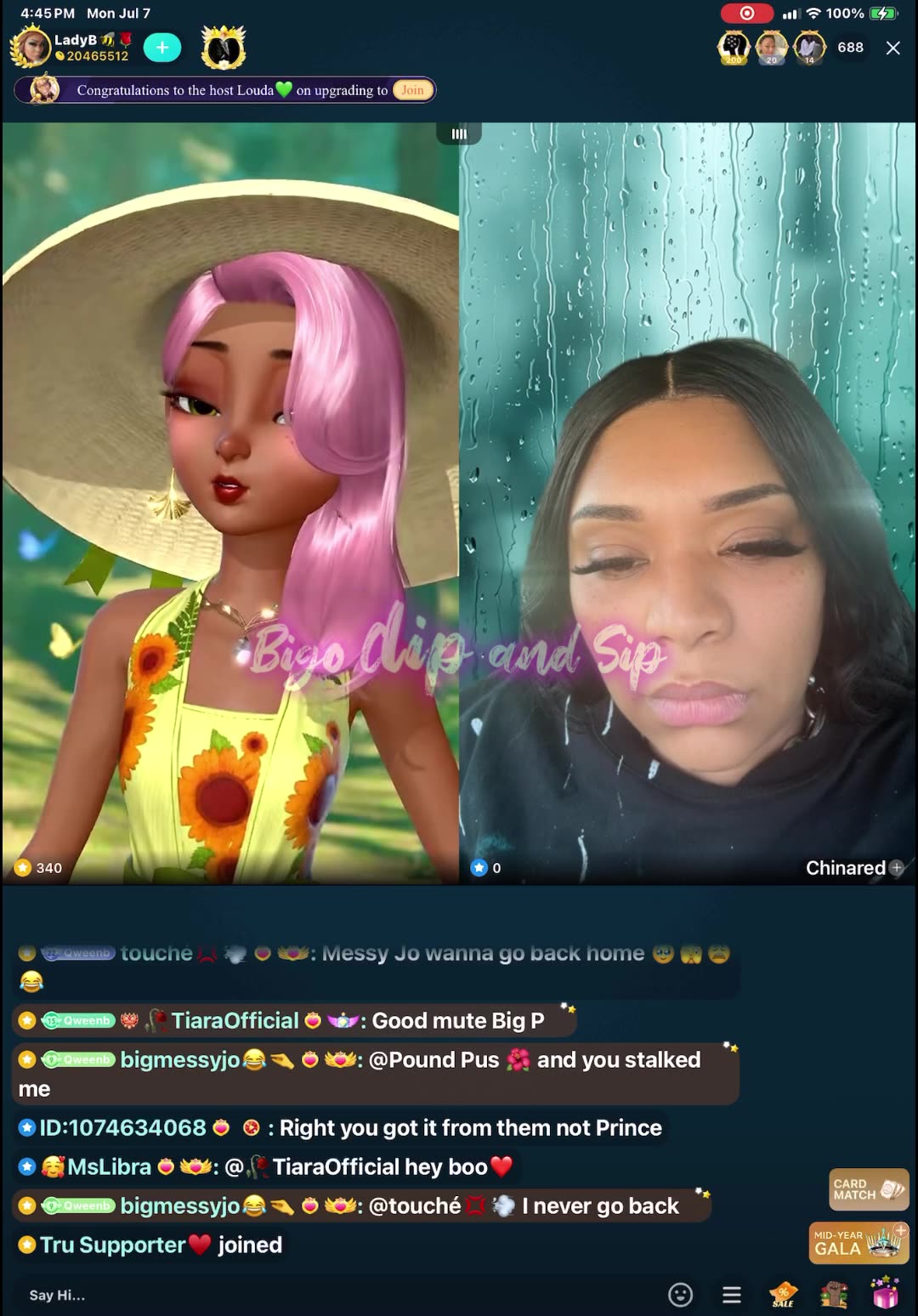 Mr D goes on a long manic rant after Glam n her fall out ft Messyjo n Tiara 7/7/25 #bigoclipandsip