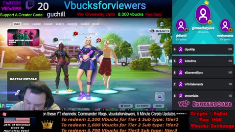Giving Away 8,000 VBucks+ / Playing Fortnite with Viewers!