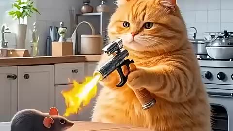 Cat and cow funny video,Ai animation petsvideo