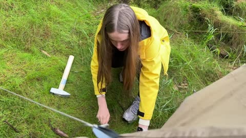 Sexy girl #CAMPING IN HEAVY RAIN