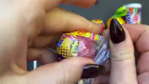 Satisfying video Asmr Lollipops candy and chocolate gummy candies cutting