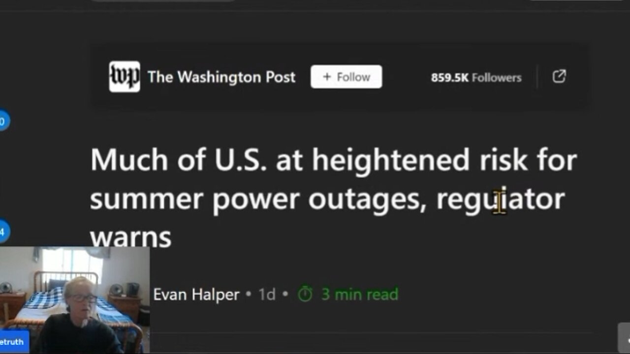 Much Of US At Heightend Risk For Summer Power Outages Warnning! More Govt Predictive Programming! Carol, NeverLoseTruth