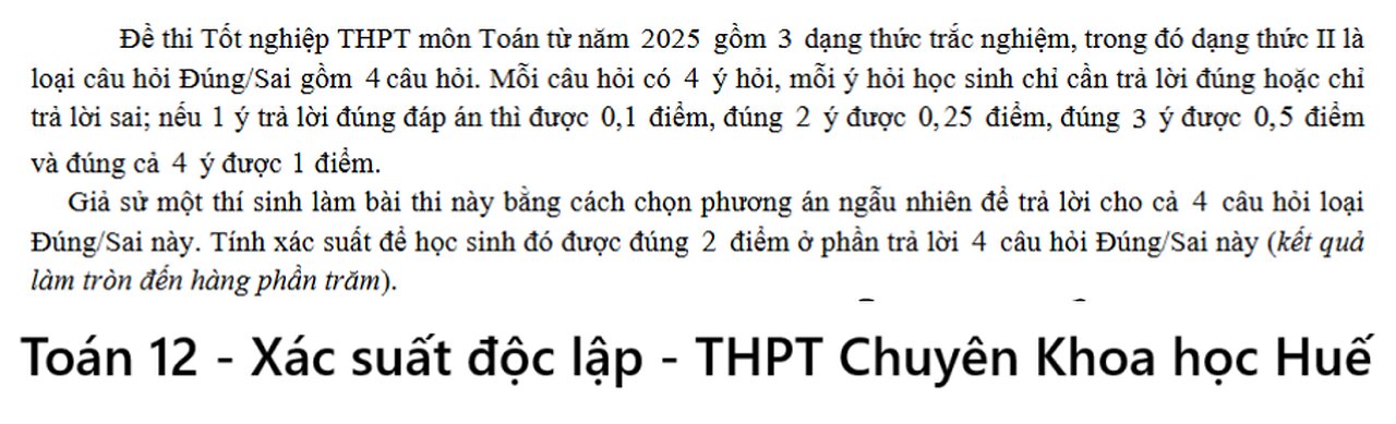 Đề thi Tốt nghiệp THPT môn Toán từ năm 2025 gồm 3 dạng thức trắc nghiệm