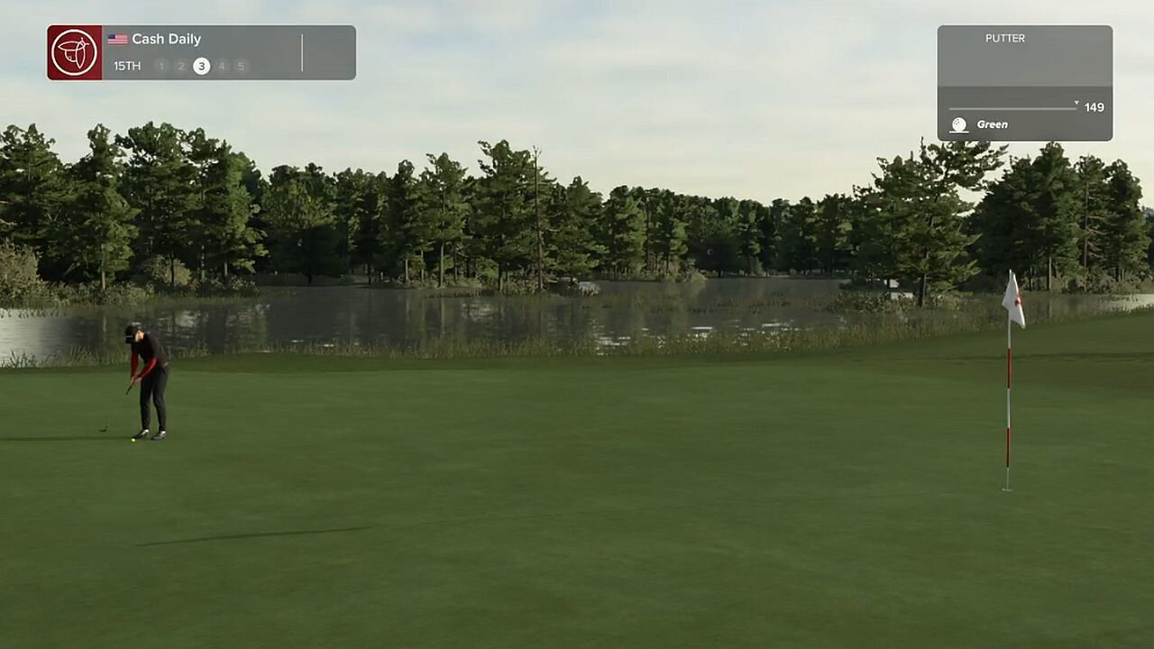 Cash Daily hits an eagle from 47 feet at Jacobson Homestead