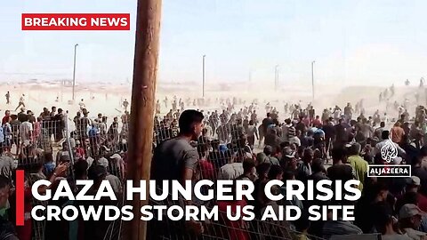 Gaza hunger crisis_ Desperate crowds storm US aid distribution site in Rafah as operation collapses