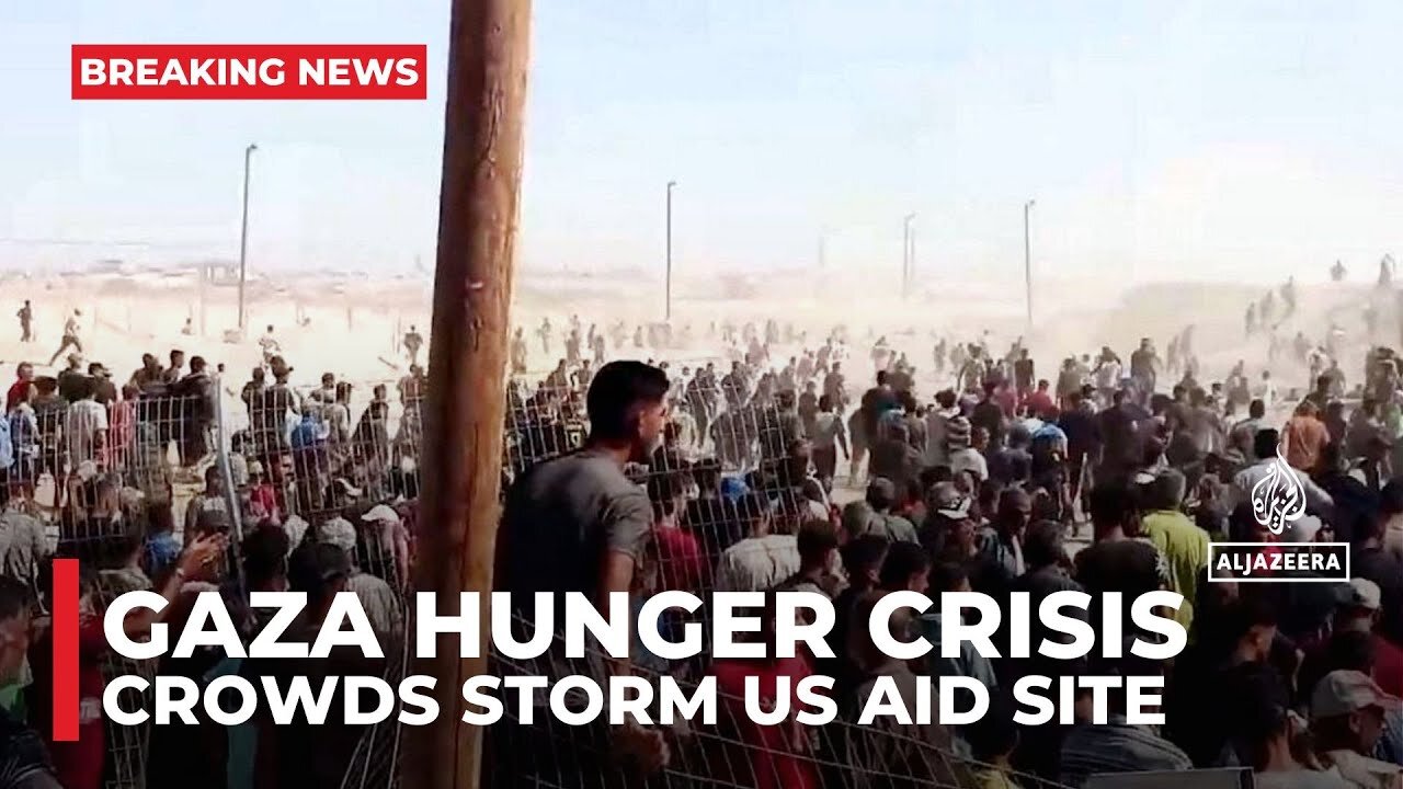 Gaza hunger crisis_ Desperate crowds storm US aid distribution site in Rafah as operation collapses