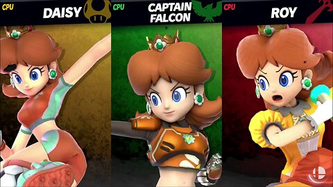 Strikers Daisy vs Strikers Charged Daisy (Captain Fal) vs Roy Daisy [Chaos Kid SSBU Member Request]