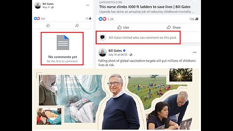 Bill Gates dismantled his Facebook commenting option, NOT INTERESTED IN QUESTIONS OR OPINIONS