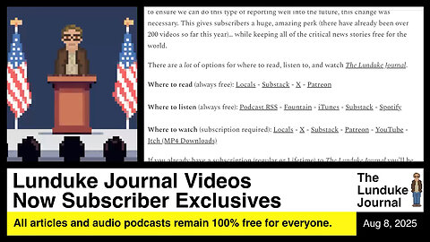 Lunduke Journal Videos Now Subscriber Exclusives