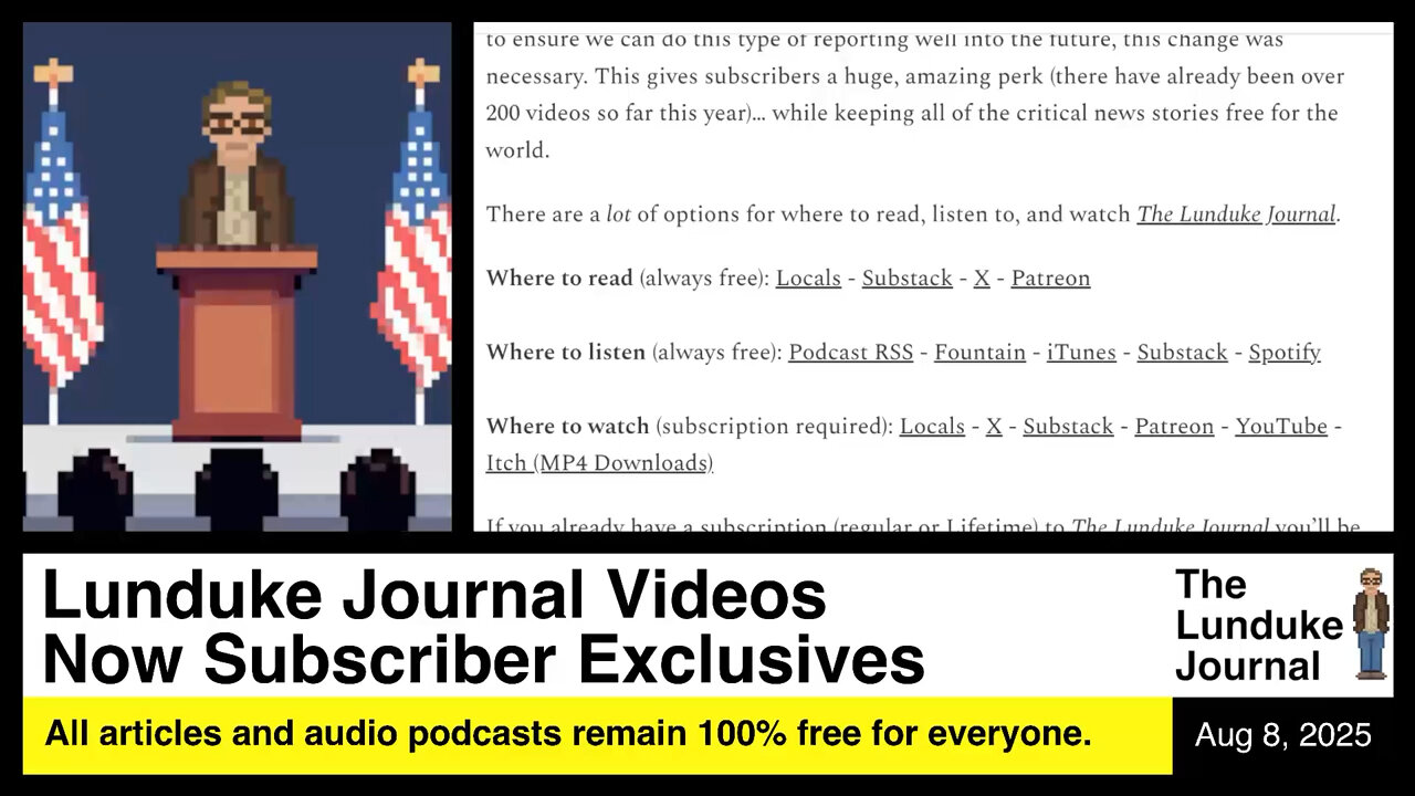 Lunduke Journal Videos Now Subscriber Exclusives
