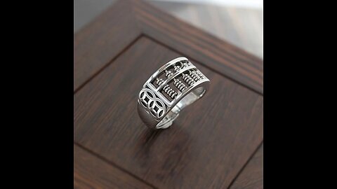 Vintage Silver Abacus Adjustable Ring, for Good Luck & Wealth