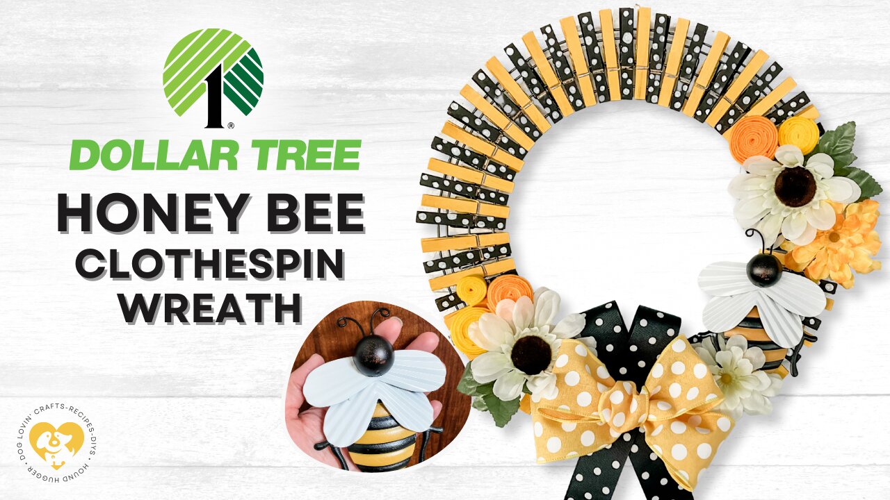 🐝 DIY Dollar Tree Honey Bee Wreath | Easy Clothespin Craft Tutorial 🐝