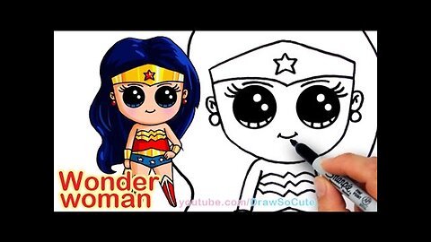 How to Draw Wonder Woman Cute step by step