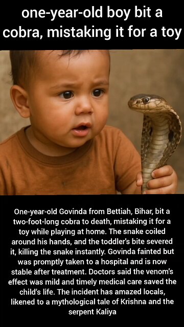 one-year-old boy bit a cobra, mistaking it for a toy