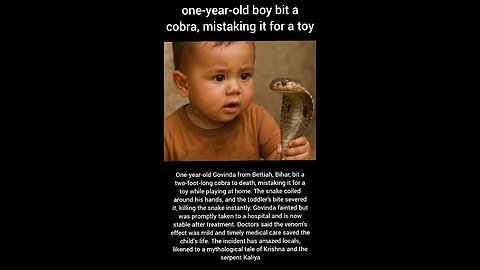 one-year-old boy bit a cobra, mistaking it for a toy