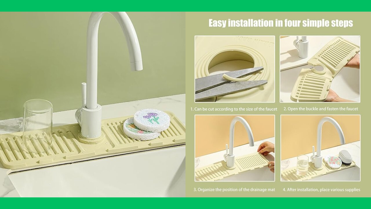 Faucet Splash Guard & Drainage Mat for Kitchen – Keep Your Sink Dry, Clean & Organized