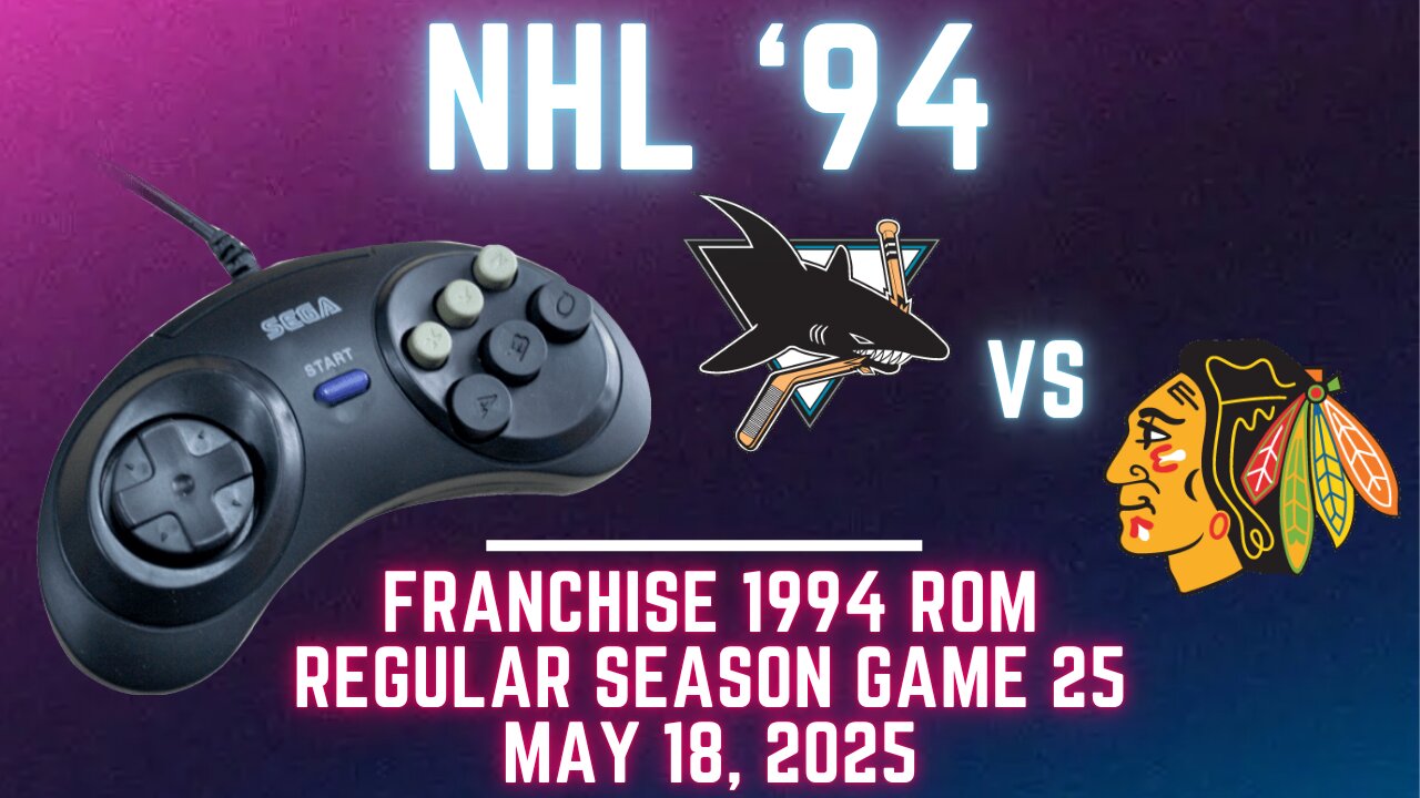 NHL 94 Franchise League (1994) - Sharks (Len) at Blackhawks (DPS) {Genesis} - Game 25 (OT!)