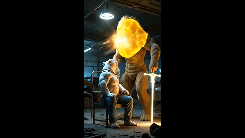 son saves father from monster lion
