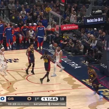 NBA - KAT pump fakes and rocks the rim to open up the scoring in the Bay!