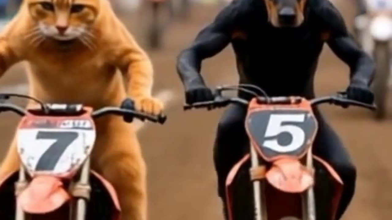 Orange cat and motorcross
