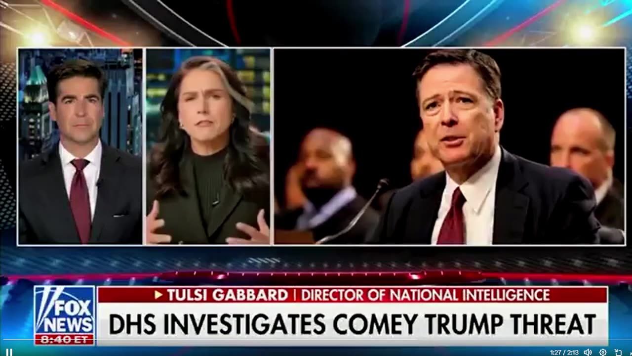 🚨Tulsi Gabbard, Giám đốc Tình báo Quốc gia cho biết Comey phải chịu trách nhiệm và bị bỏ tù.