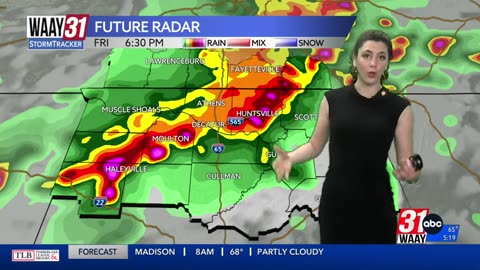 Future radar for Friday night and Saturday morning