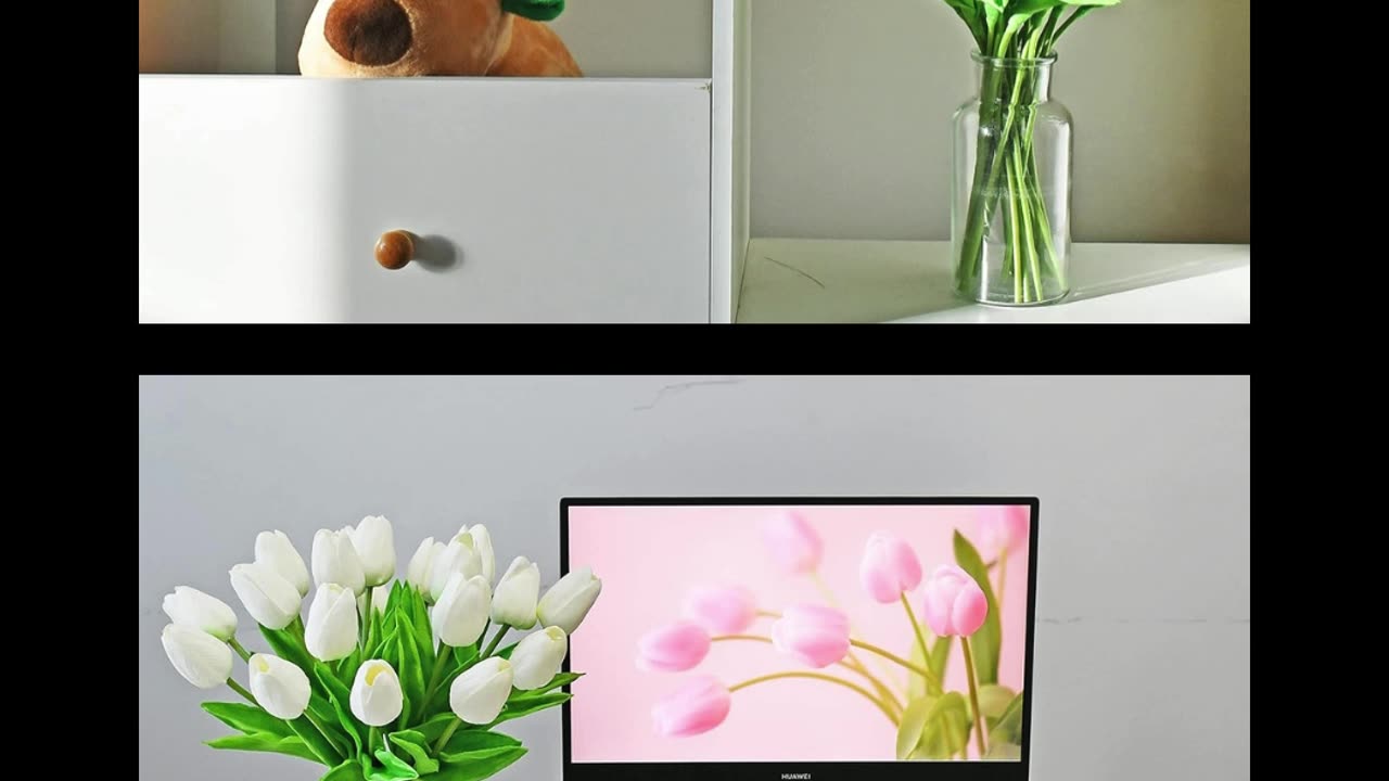 Mandy's 20pcs White Artificial Tulip Silk Fake Flowers 13.5"