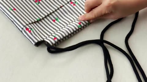 Cherry Drawstring Bag🛍✨ | DIY | Quick Sewing Tips No.346
