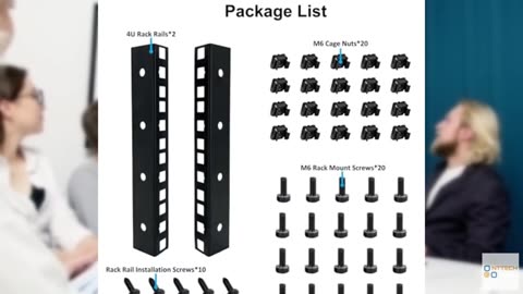 FMUSER 4U Rack Rails with M6 Rack Mount Screws and Cage Nuts Set for DIY Server