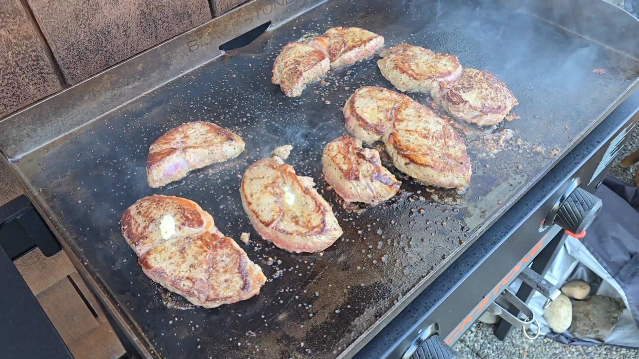Steak and Potatoes on the grill