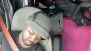 Son hides in his fathers truck and scares him while driving
