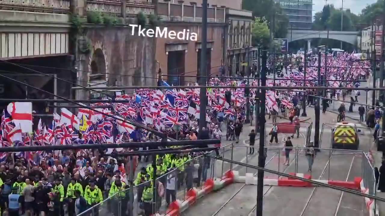 Manchester Thousands of people on the streets calling for remigration.