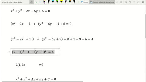 Find center and radius by 2 different methods