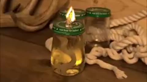 Oil Lamps made with baby food jars, cotton rope & vegetable oil