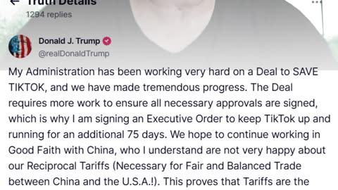 TikTok Ban News Reported on Truth Social