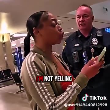 negress gets a free ride out of the Airport in cuffs lol