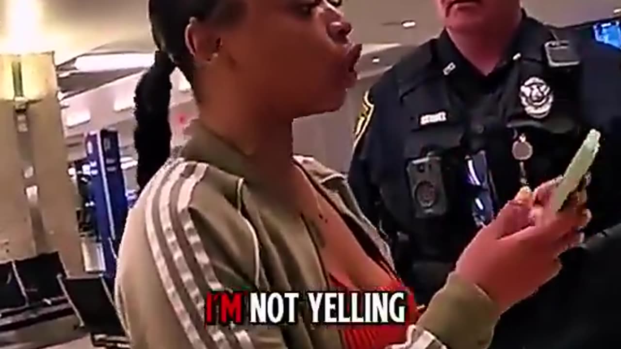 negress gets a free ride out of the Airport in cuffs lol